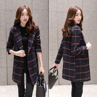 chome Check Double-Breasted Coat