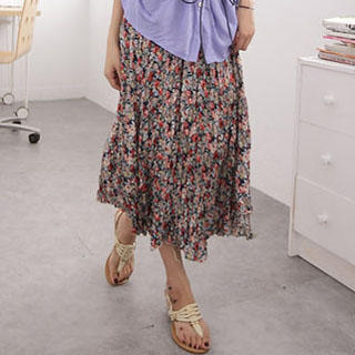 Floral Maxi Skirt Blue - One Size
