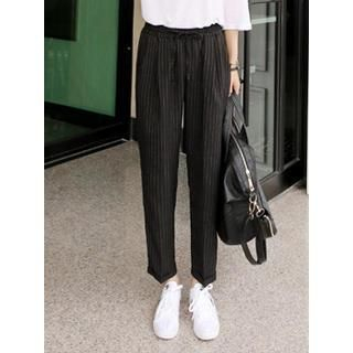 hellopeco Drawstring-Waist Striped Pants