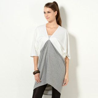 YesStyle Z Batwing Sleeve Dip-Back Tunic Gray - One Size