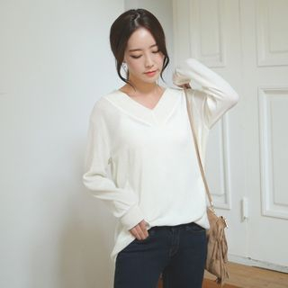 Seoul Fashion V-Neck Knit Top