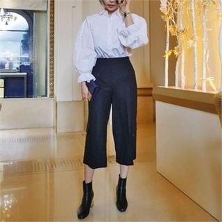 LIPHOP Wool Blend Cropped Wide-Leg Pants