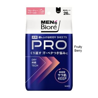Kao Men's - Biore Face & Body Sheets Pro Fruity Berry - 26 Sheets