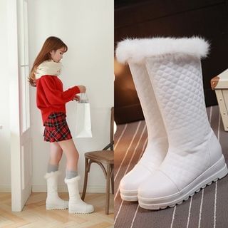 Pastel Pairs Quilted Platform Mid-Calf Snow Boots