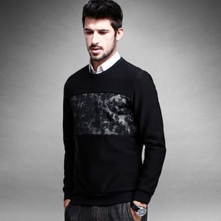 Quincy King Long-Sleeved Mesh-Panel Printed Pullover