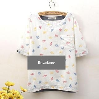 Rosadame Fish Bone Print T-Shirt