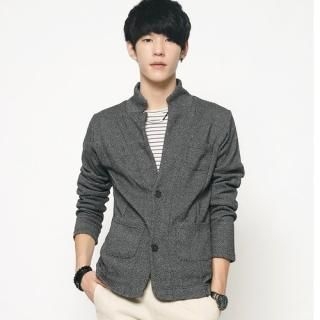 Mandarin-Collar Knit Jacket