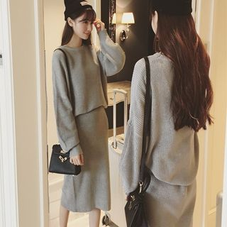 Colorful Shop Long-Sleeve Loose-Fit Knit Dress