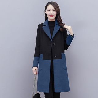 Two Tone Buttoned Long Coat