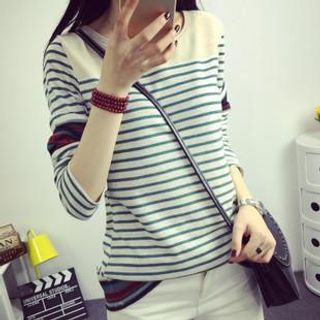 Camellia 3/4 Sleeved Striped T-shirt
