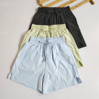 High Waist Plain Slit Wide Leg Shorts