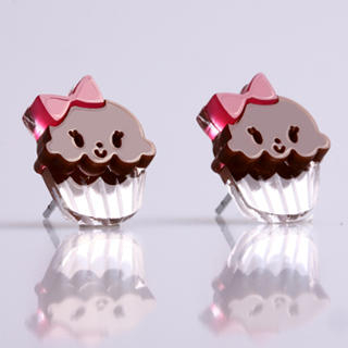Sweet & Co. Miss Cupcake Chocolate Stud Silver Earrings