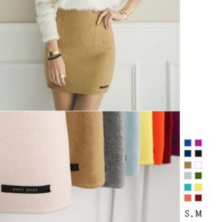 GUMZZI Colored Wool Blend Mini Pencil Skirt