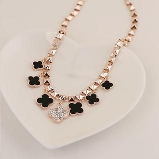 Love Generation Four-Leaf Clover Studded Necklace