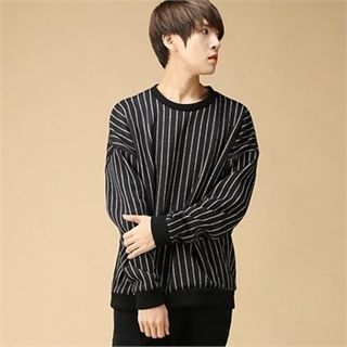 THE COVER Fleece-Lined Stripe T-Shirt