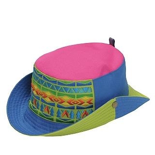 2-Way Color-Block Embroidered Hat Blue + Pink - One Size