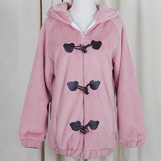 GOGO Girl Bunny Ear Accent Hooded Toggle Jacket