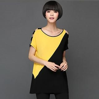 Mythmax Short-Sleeve Color-Block Dress