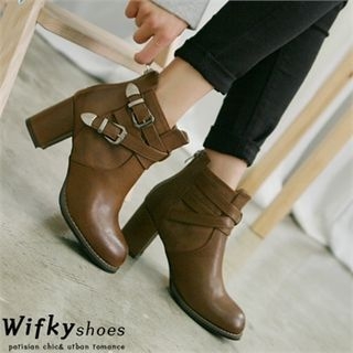 Wifky Chunky-Heel Strappy Ankle Boots