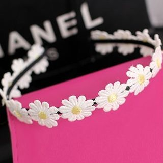 Seoul Young Flower-Accent Hair Band White - One Size