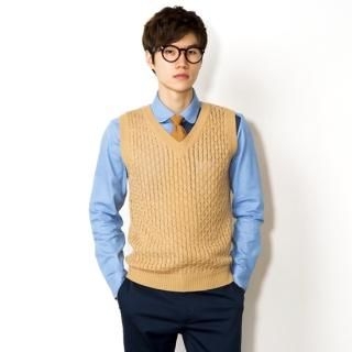 Cable-Knit V-Neck Vest