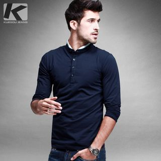 Quincy King Long-Sleeve Stand-collar Henley