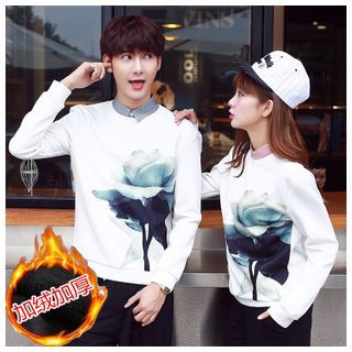 Azure Couple Matching Floral Print Pullover