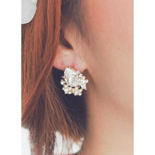 kitsch island Beads-Detail Rhinestone Earrings