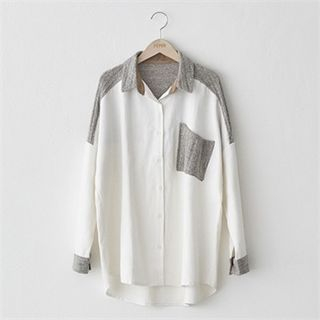 PEPER Pocket-Front Knit Trim Shirt