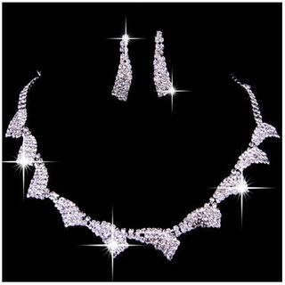 Posh Bride Bridal Set: Rhinestone Necklace + Earrings