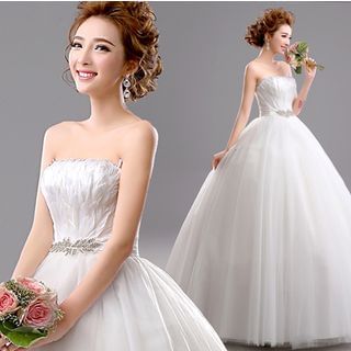 Angel Bridal Strapless Rhinestone Ball Gown Wedding Dress