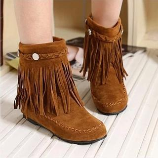 Shoes Galore Fringed Short Boots