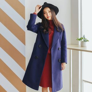 AC Double-Breasted Lapel Wool Coat