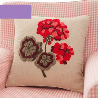 Tarobear Flower Embroidered Cushion Cover