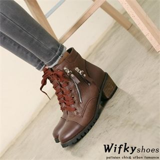 Wifky Lace-Up Genuine-Leather Ankle Boots