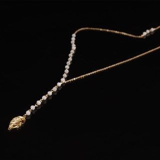 Seirios Leaf-Accent Beaded Necklace