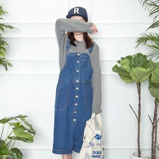 Heynew Buttoned Denim Jumper Dress