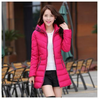 Angel Shine Embroidered Hooded Long Down Coat