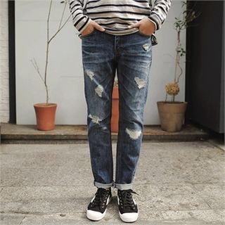 MITOSHOP Distressed Crinkled Jeans