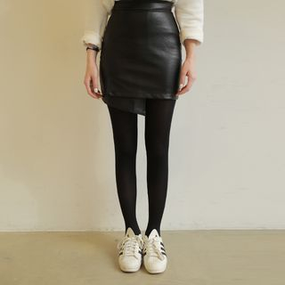WITH IPUN Faux-Leather Skirt