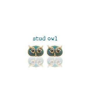 soo n soo Colored Owl Stud Earrings