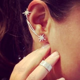Ticoo Asymmetric Rhinestone Star Earrings