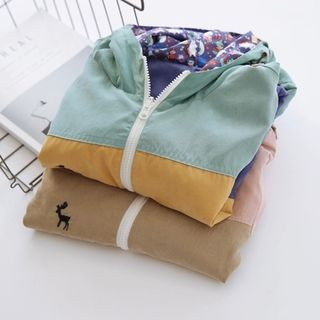 Bonbon Hooded Color Block Zip Jacket