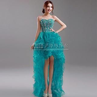 Angel Bridal Sequined Ruffle Evening Gown