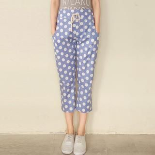 Tokyo Fashion Drawstring-Waist Polka Dot Harem Pants