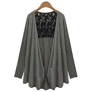 Eloqueen Long-Sleeve Lace-Panel Cardigan