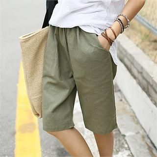 PIPPIN Linen Band-Waist Shorts