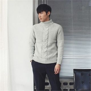 MITOSHOP Mock-Neck Wool Blend Sweater