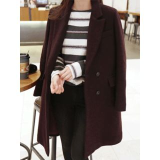 hellopeco Wool Blend Double-Breasted Coat