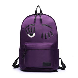 LineShow Eye Applique Genuine Leather Backpack